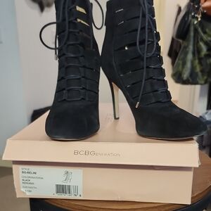 BCBGeneration Black Lace-Up Heeled Boots